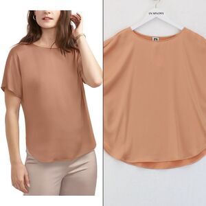 Anne Klein Womens Boat-Neck Top Warm Sand